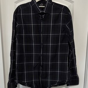 Jack Spade Men's Black, Blue, and White Checkered Shirt